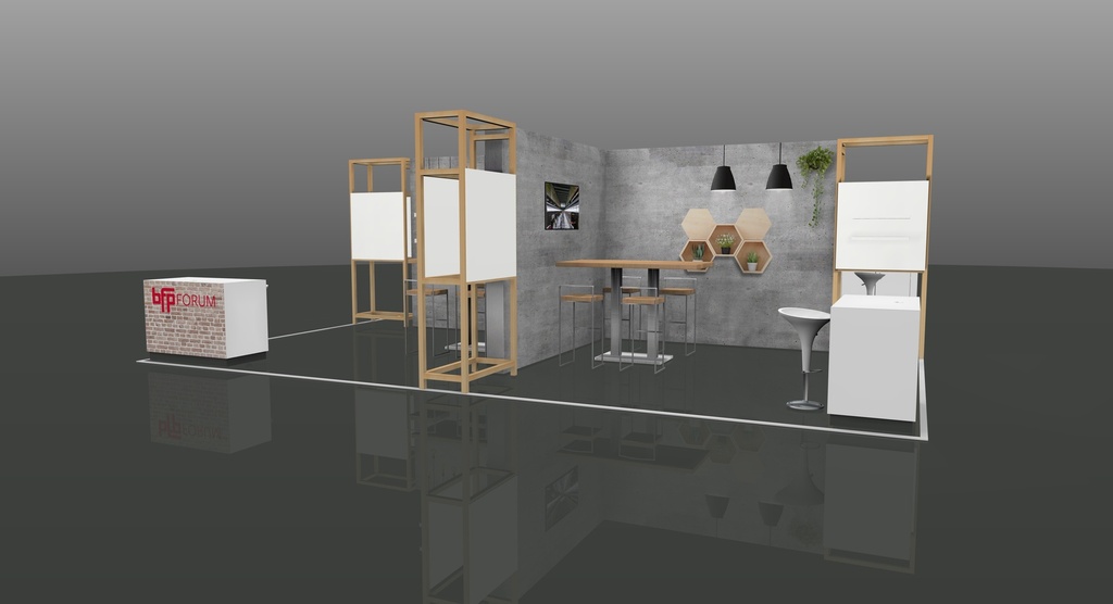 DER 16m² - STAND mit Hochtisch